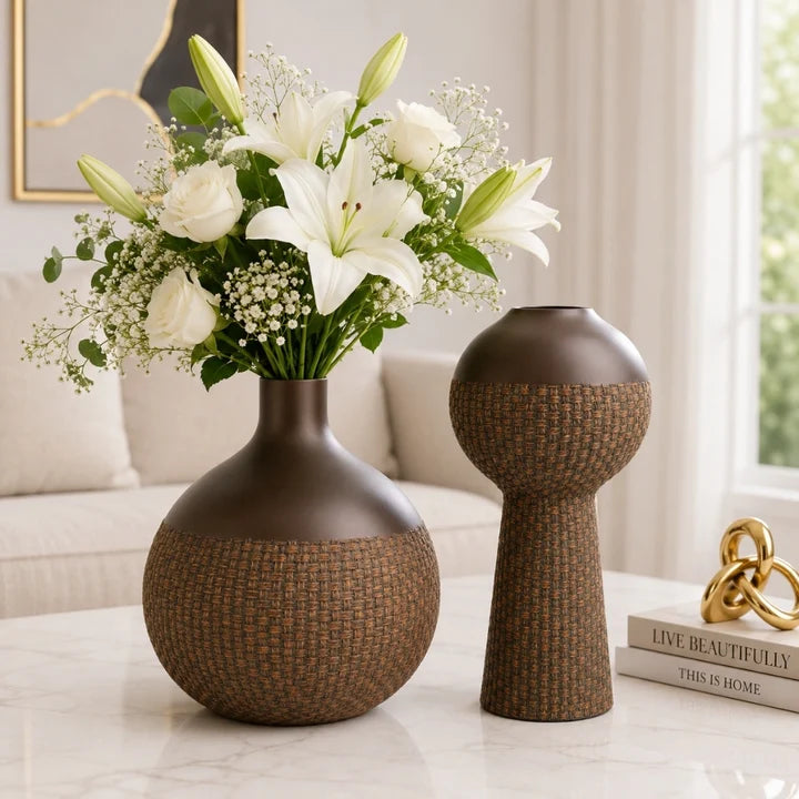 Elare Textured Polyresin Decorative Vase