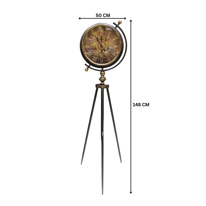 Industrial Tripod Floor Clock