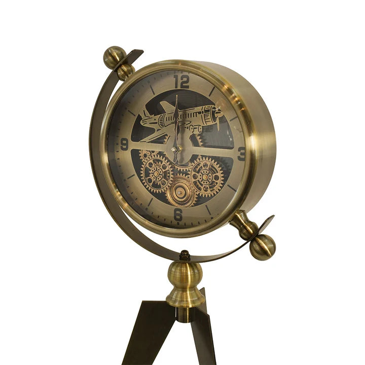 Vintage Aviator Gear Tripod Table Clock