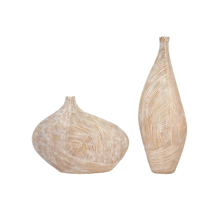 Modern Textured Ceramic Vase Set of 2