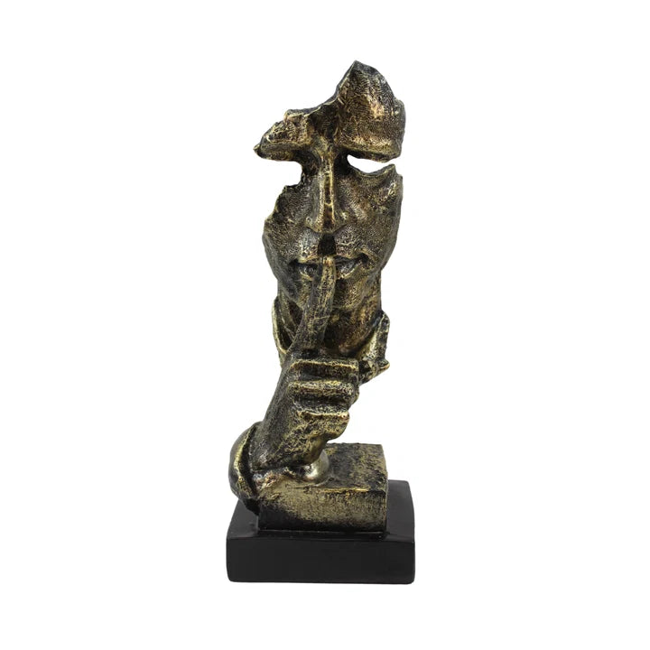 Modern Silence is Golden Face Statue Tabletop Organizer