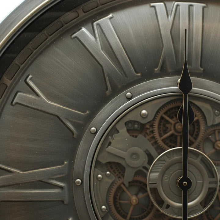 Industrial Roman Gear Wall Clock