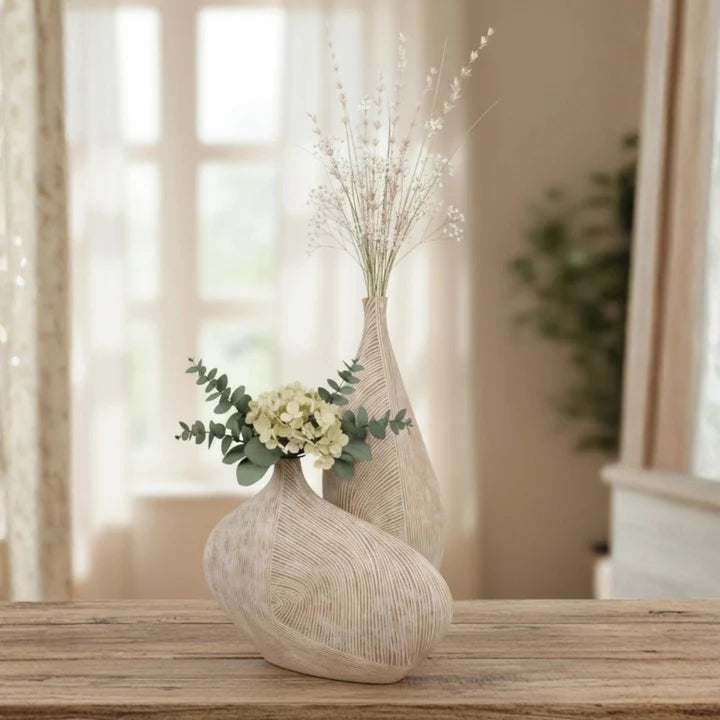 Modern Textured Ceramic Vase Set of 2
