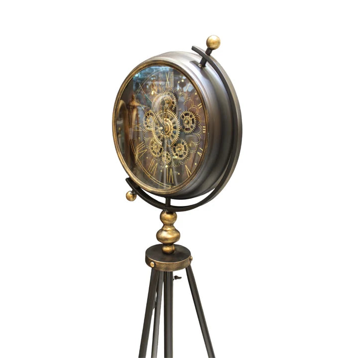 Industrial Tripod Floor Clock