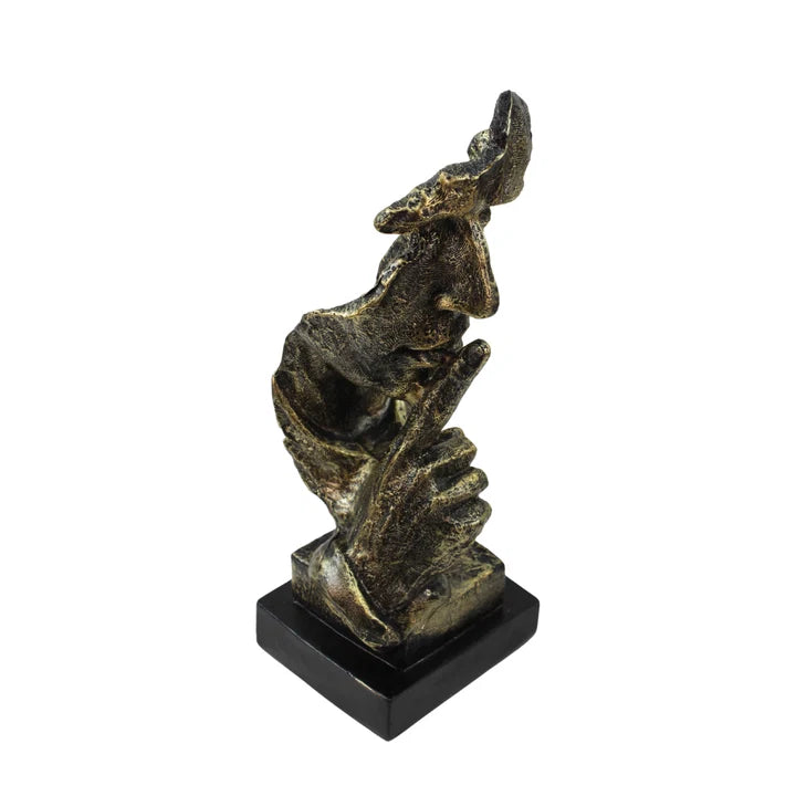 Modern Silence is Golden Face Statue Tabletop Organizer