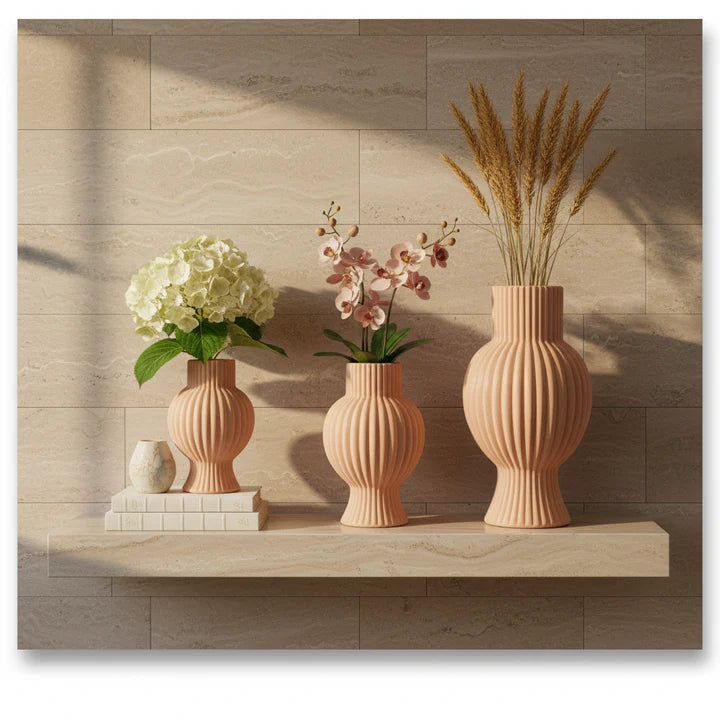 Sorelle Ribbed Ceramic Vase Collection