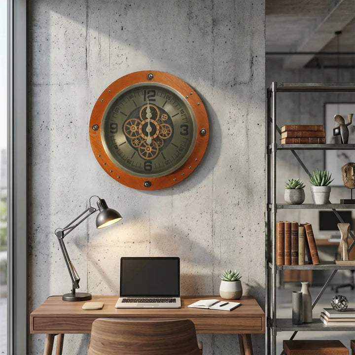 Modern bronze wall clock