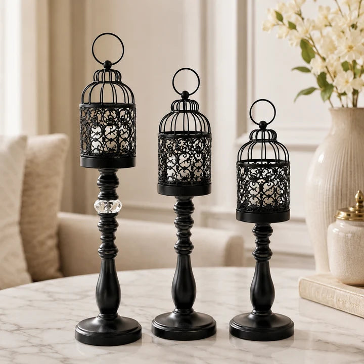 Vintage Metal Candle Holders Set