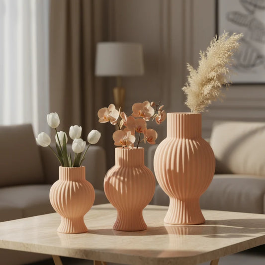 Sorelle Ribbed Ceramic Vase Collection