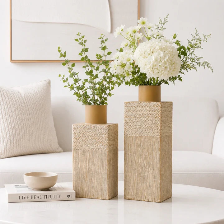 Modern Beige Tabletop Flower Vase