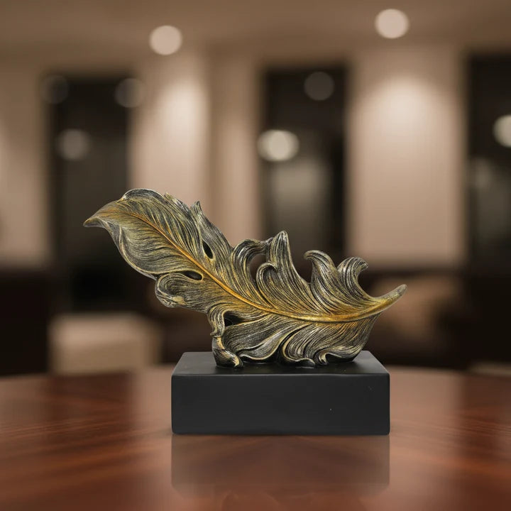 Golden Feather Statue - Abstract Tabletop Organizer