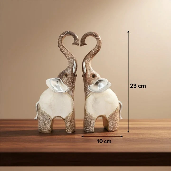 Luxury Heart Trunk Elephant Showpiece Pair