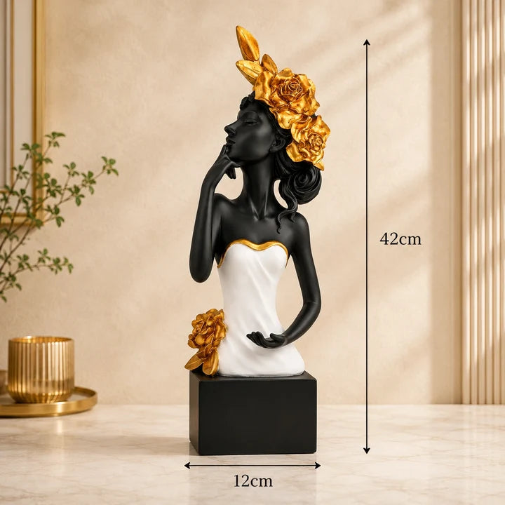 Golden Rose Lady Figurine Showpiece