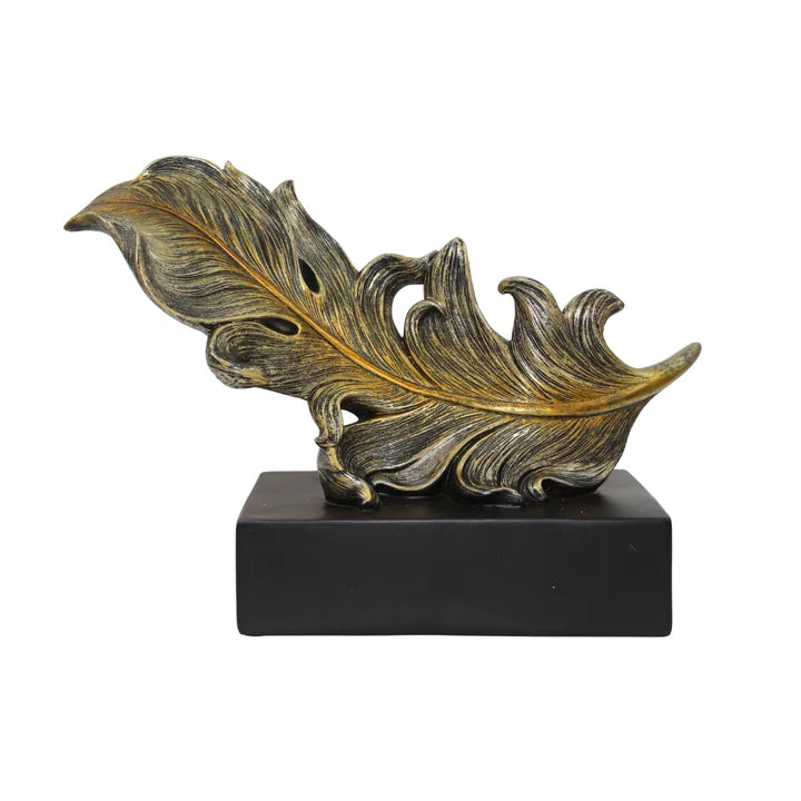 Golden Feather Statue - Abstract Tabletop Organizer