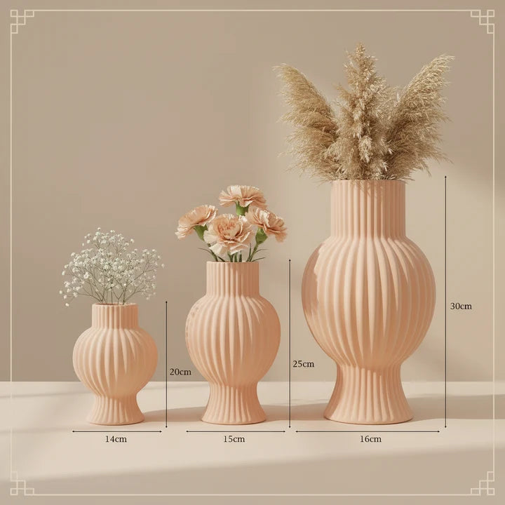 Sorelle Ribbed Ceramic Vase Collection