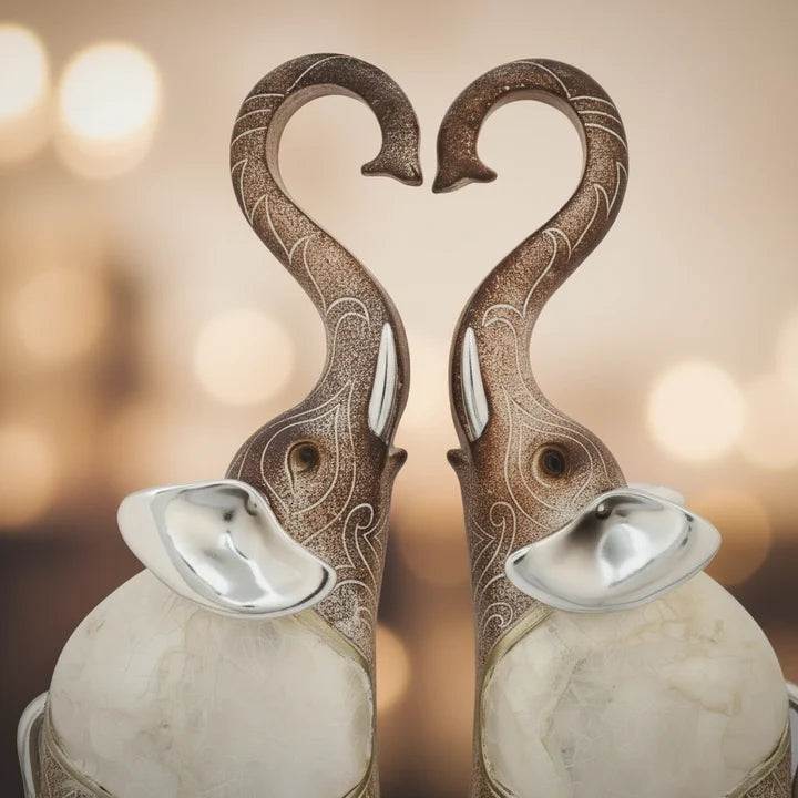 Luxury Heart Trunk Elephant Showpiece Pair
