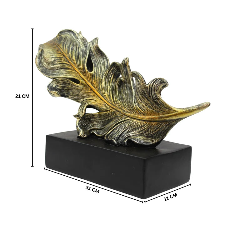 Golden Feather Statue - Abstract Tabletop Organizer