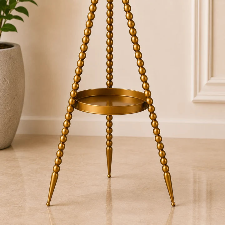 Vintage Gear Floor Clock with Tripod Stand – Antique Gold Finish