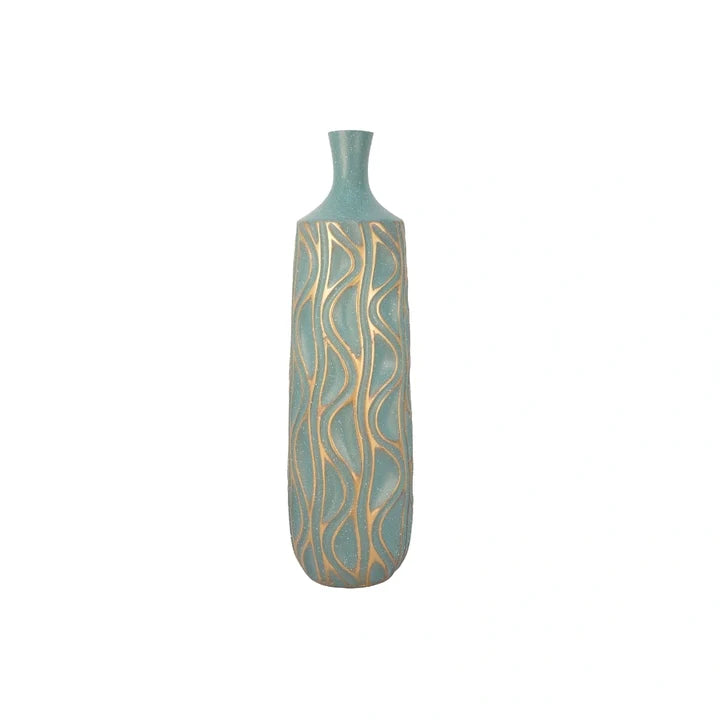 Premium Decorative Vase with Gold Wave Pattern