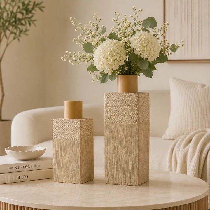 Modern Beige Tabletop Flower Vase