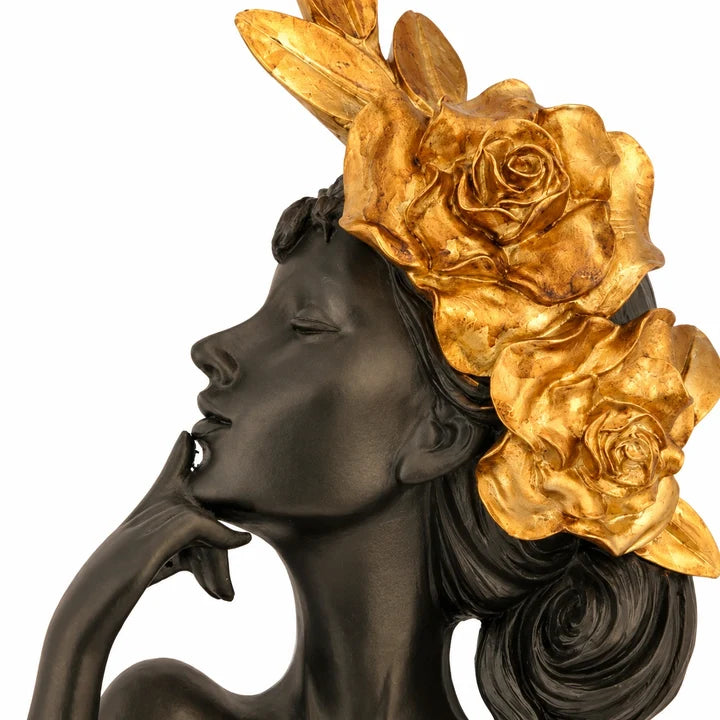 Golden Rose Lady Figurine Showpiece