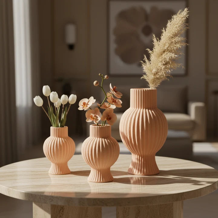Sorelle Ribbed Ceramic Vase Collection