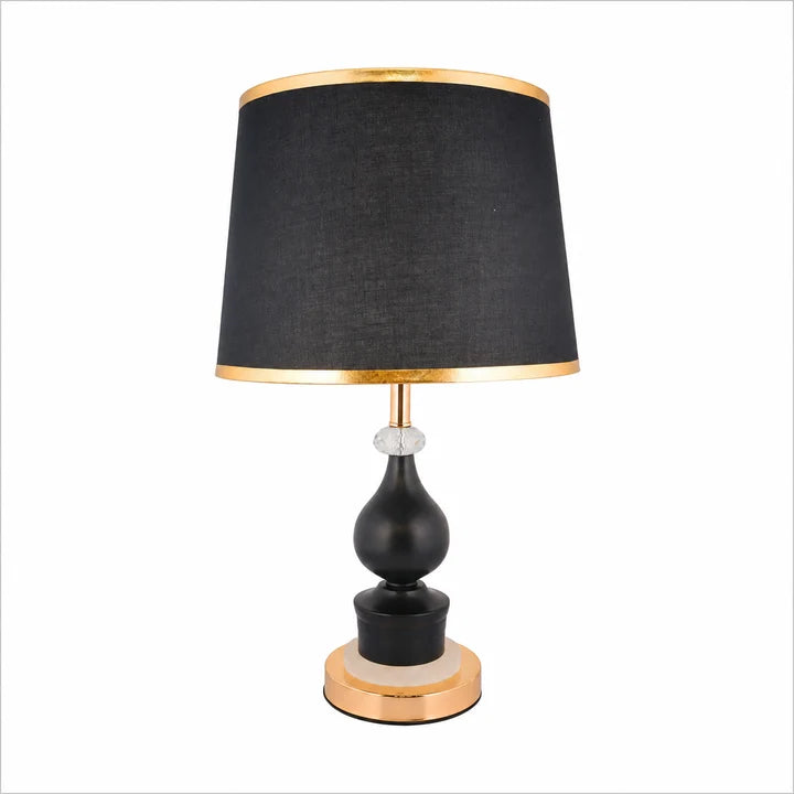Luxury Black & Gold Crystal Accent Table Lamp