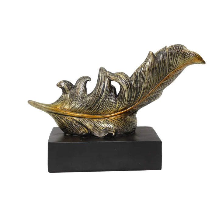 Golden Feather Statue - Abstract Tabletop Organizer