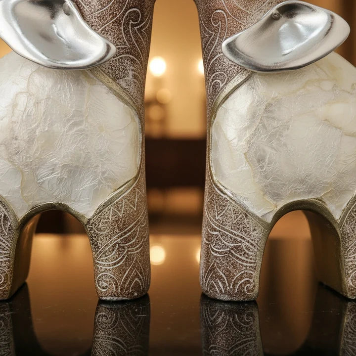 Luxury Heart Trunk Elephant Showpiece Pair