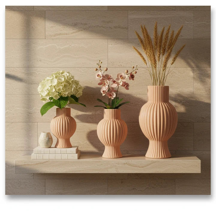 Sorelle Ribbed Ceramic Vase Collection