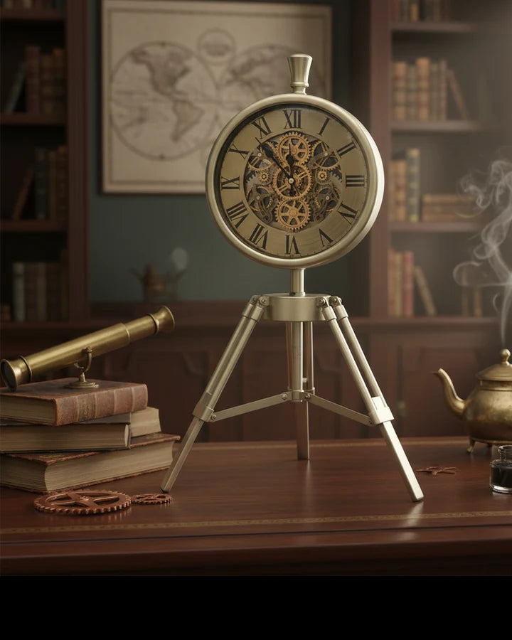 Tripod Metal Table Clock