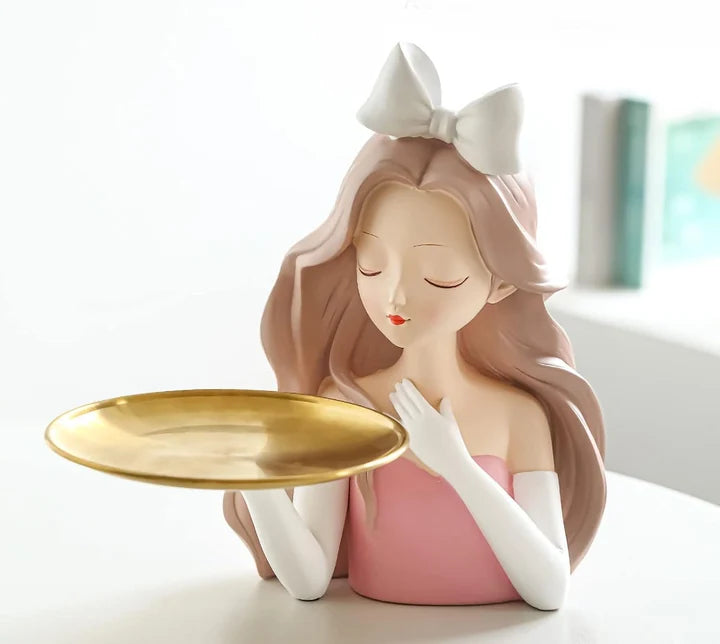 Decorative Girl Tray Showpiece Tabletop Organizer