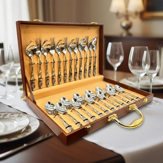 Striped Design Stainless Steel Cutlery Set 24