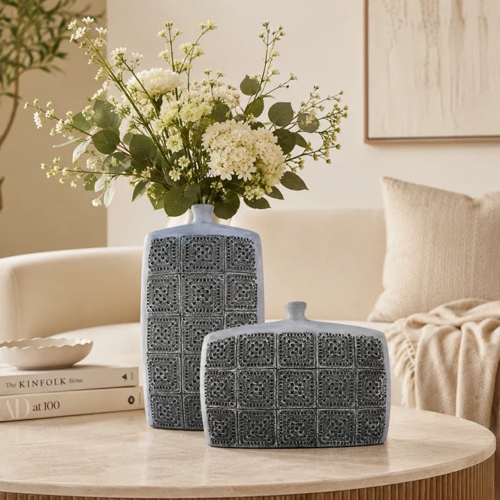 Handcrafted Textured Decorative Ceramic Vase