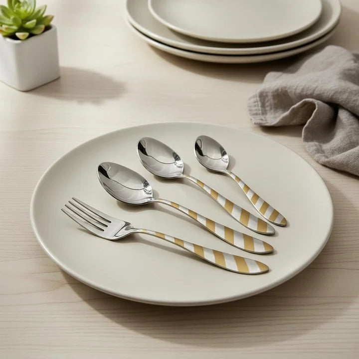 Striped Design Stainless Steel Cutlery Set 24