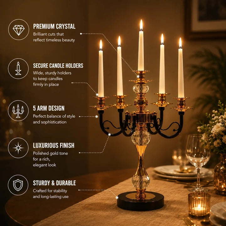 Royal Crystal 5-Arm Candelabra Holder