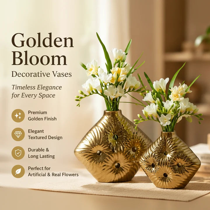 Golden Aurelia Geometric Vase Set