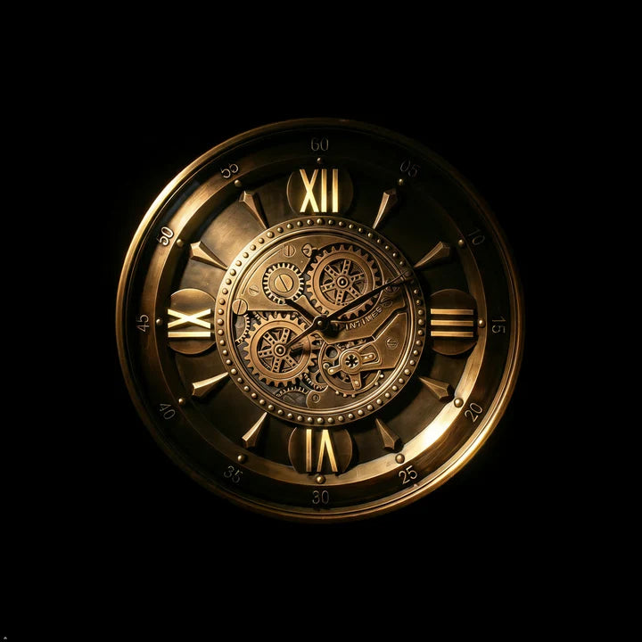 Moving Gear Metal Wall Clock