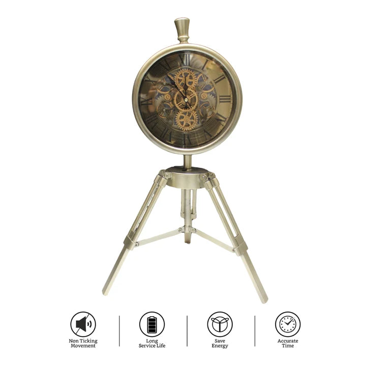 Tripod Metal Table Clock