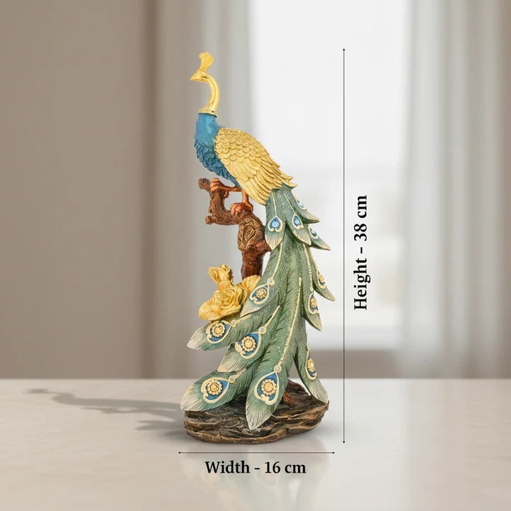 Royal Peacock Showpiece – Luxury Feather Decor Accent