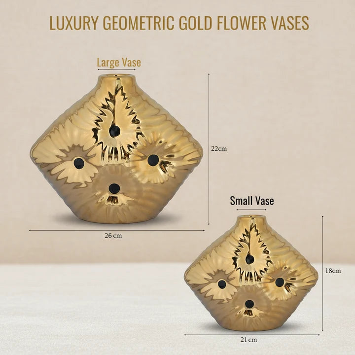 Golden Aurelia Geometric Vase Set