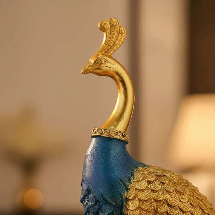Royal Peacock Showpiece – Luxury Feather Decor Accent