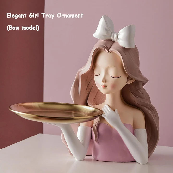 Decorative Girl Tray Showpiece Tabletop Organizer