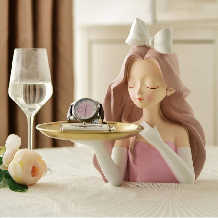 Decorative Girl Tray Showpiece Tabletop Organizer