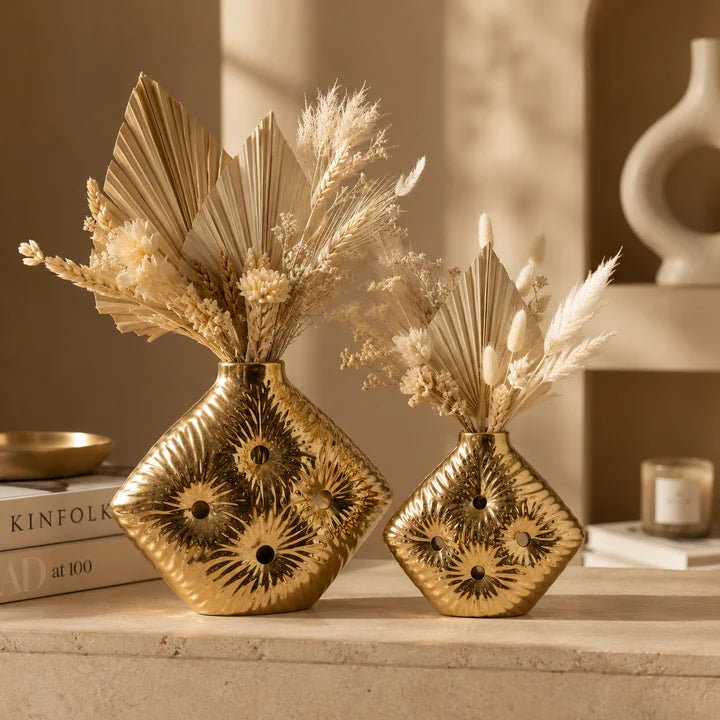 Golden Aurelia Geometric Vase Set