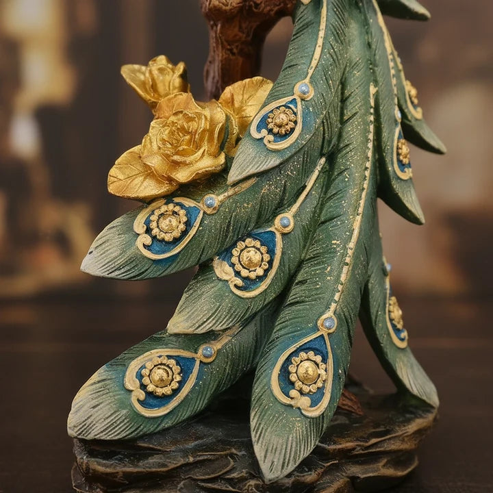 Royal Peacock Showpiece – Luxury Feather Decor Accent