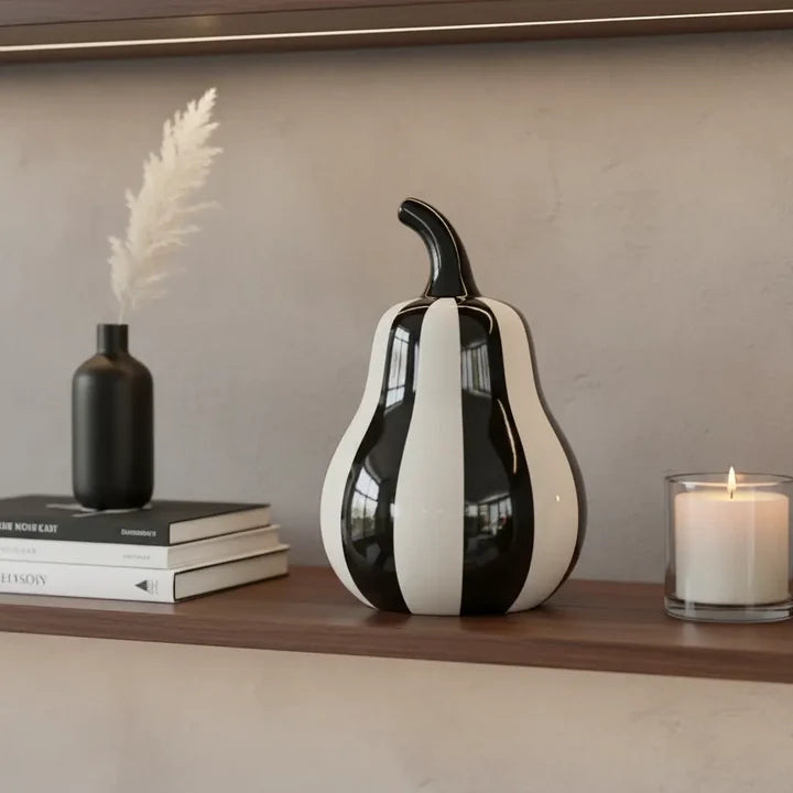 Luxe Black & White Pear Sculpture