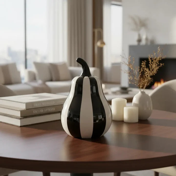 Luxe Black & White Pear Sculpture