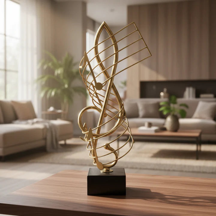 Harmony Golden Music Note Sculpture