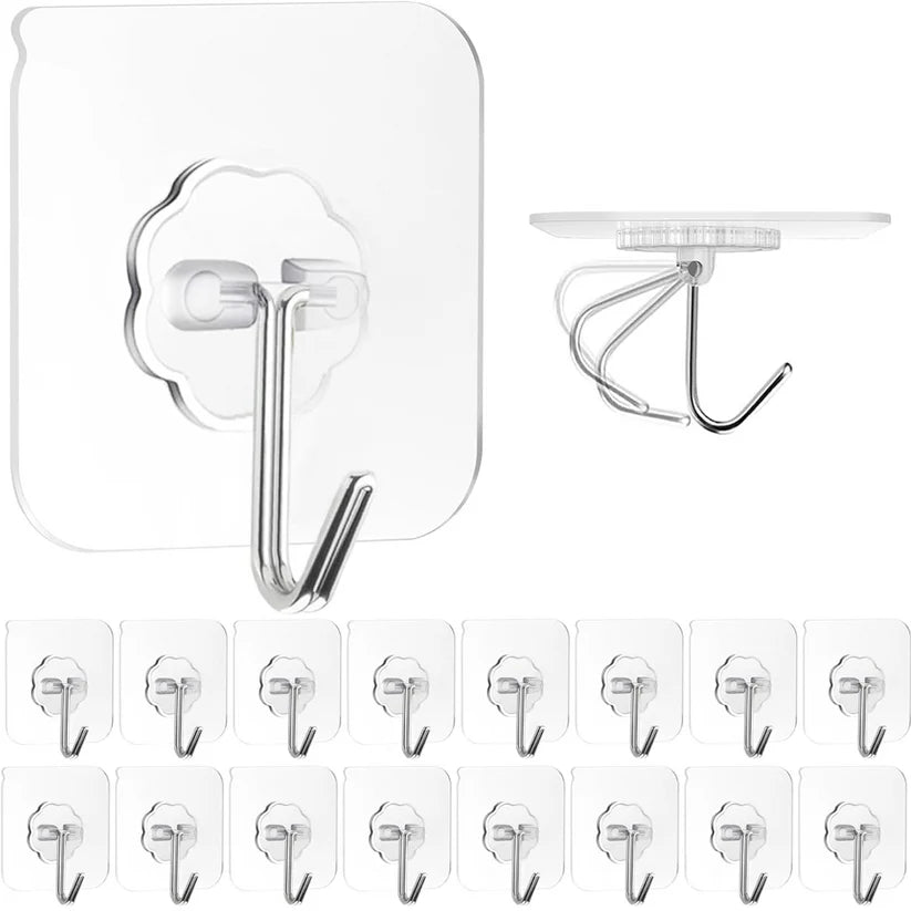 Heavy Duty Flower Adhesive Wall Hooks - 10 Pc Transparent Set